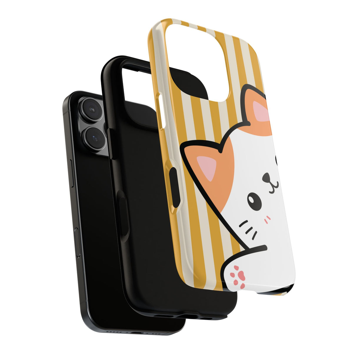 Playful Peakaboo Cat with Yellow Stripe Pattern Phone Case - Yellow Phone Case