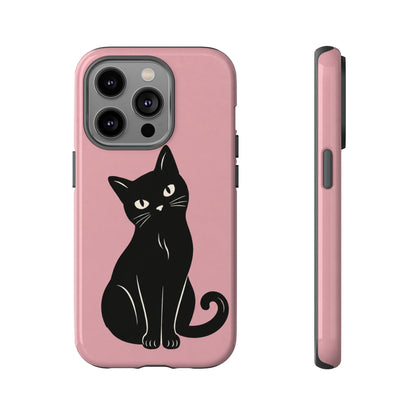 Minimalist Blush Pink & Black Cat Phone Case