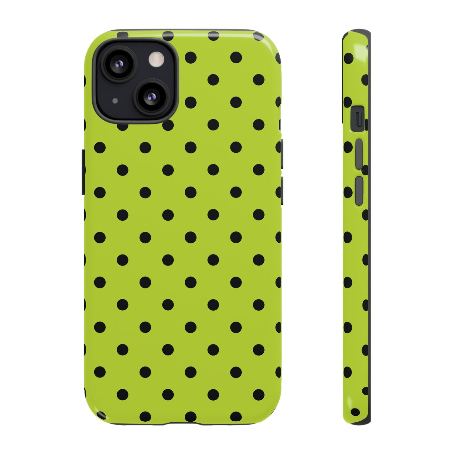 Trendy Neon Lime Green & Black Dot Pattern Phone Case