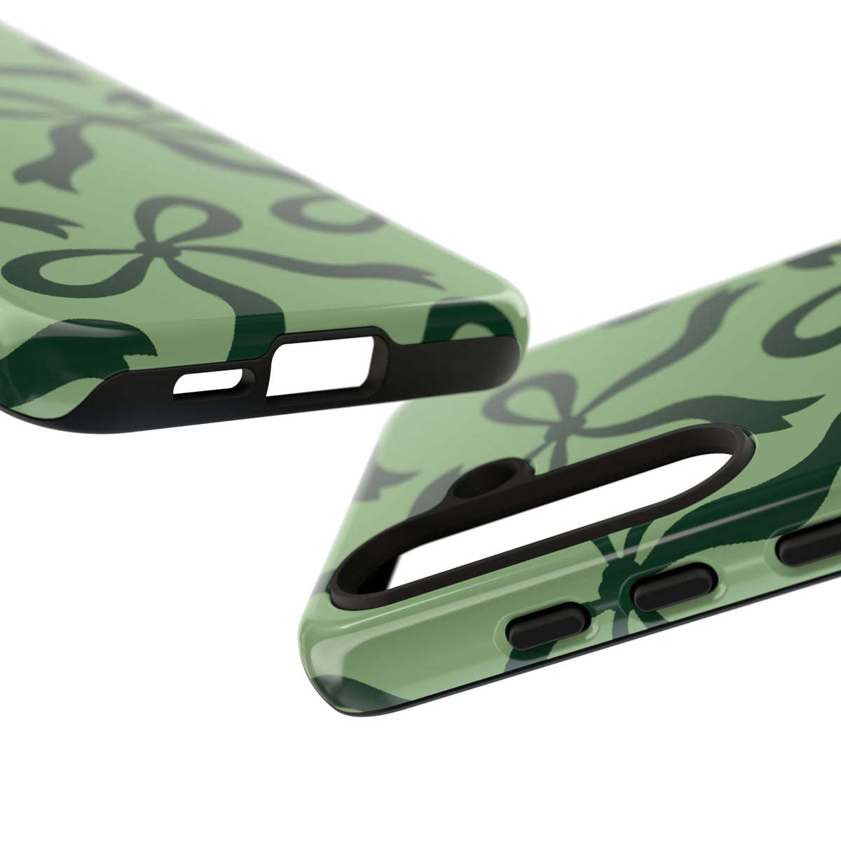 Bold Sage Green and Forest Green Bow Pattern Phone Case - Green Phone Case