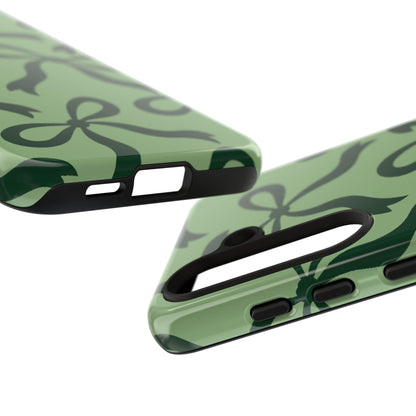 Bold Sage Green and Forest Green Bow Pattern Phone Case - Green Phone Case