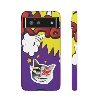 Bold Purple Pop Art Cat Phone Case - Purple Phone Case - Google Pixel 6 / Glossy