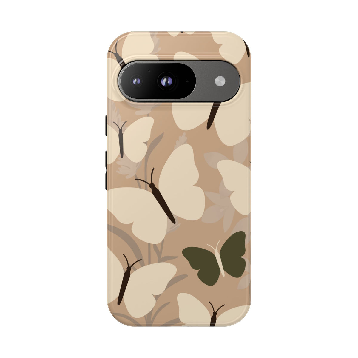 Minimalist Beige Butterfly Pattern Phone Case - Beige Phone Case - Google Pixel 9 / Glossy