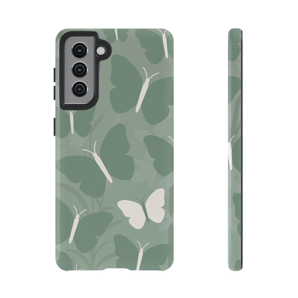 Minimalist Mint Green Butterfly Pattern Phone Case - Green Phone Case - Samsung Galaxy S21 / Glossy