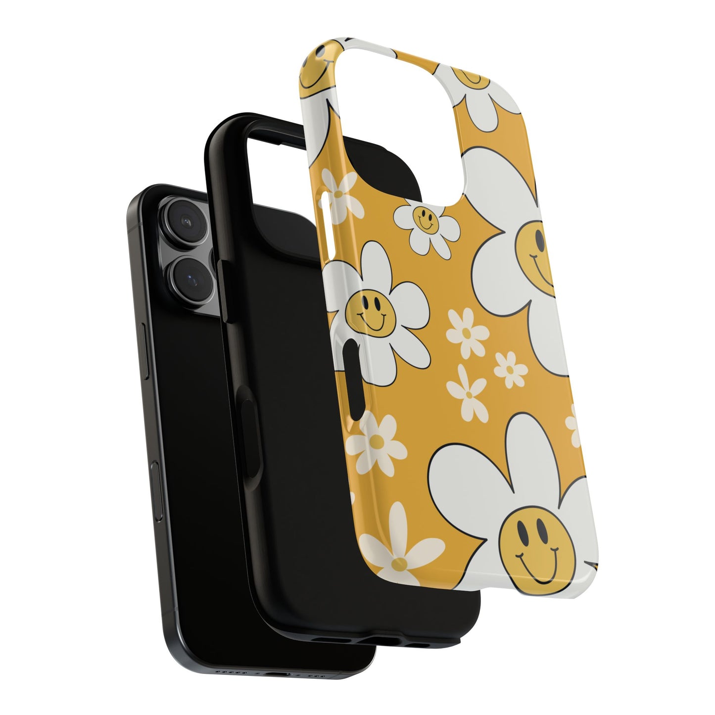 Fun Retro Daisy Pattern with Yellow Background Phone Case - Yellow Phone Case