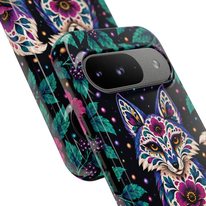 Vibrant Purple and Teal Calavera Fox Phone Case - Multicolor Phone Case