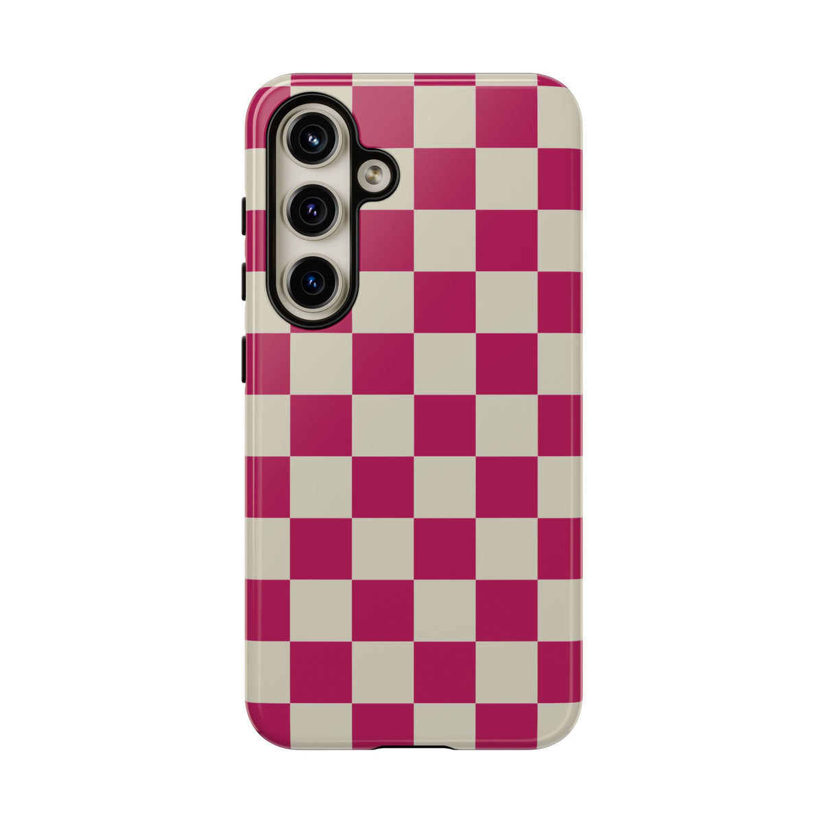 Pink & White Checked Pattern Phone Case - Pink Phone Case - Samsung Galaxy S24 / Glossy