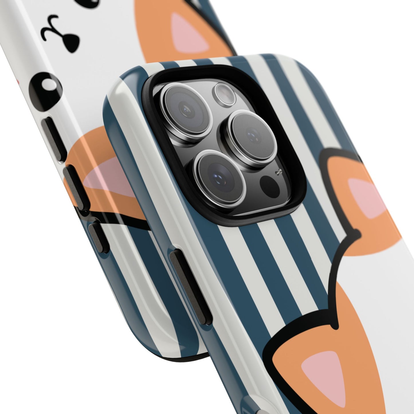 Playful Peakaboo Cat with Blue Stripe Pattern Phone Case - Blue Phone Case