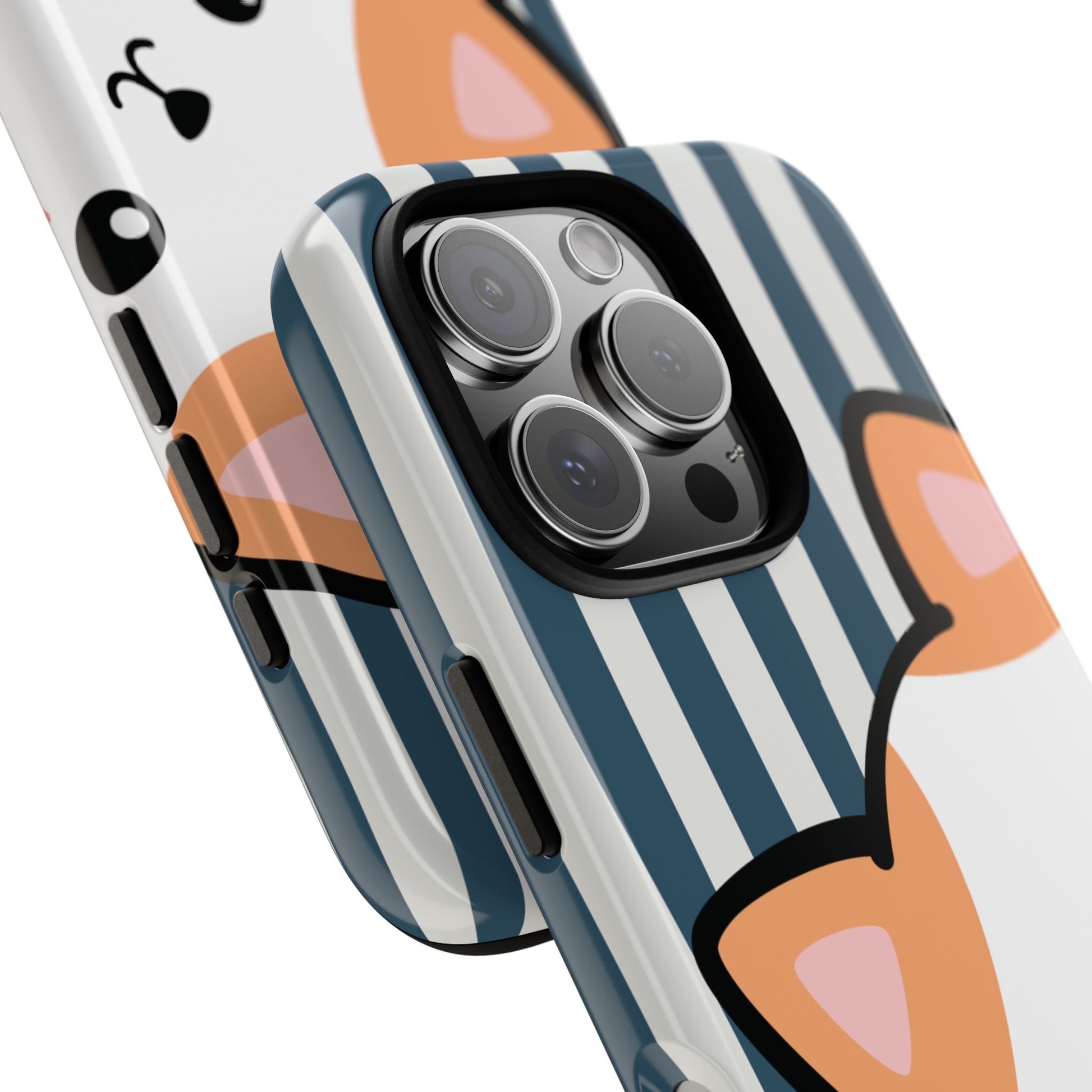 Playful Peakaboo Cat with Blue Stripe Pattern Phone Case - Blue Phone Case