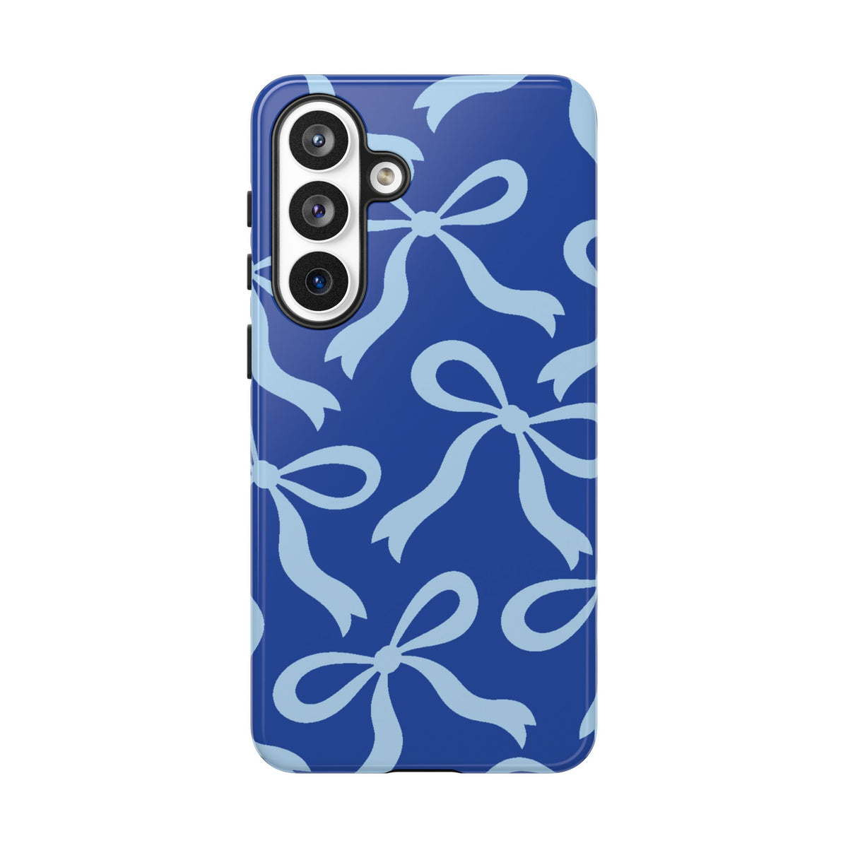 Bold Cobalt Blue and Powder Blue Bow Pattern Phone Case - Blue Phone Case - Samsung Galaxy S26 Plus / Glossy