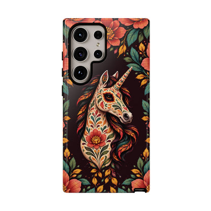 Elegant Terracotta and Teal Calavera Unicorn Phone Case - Phone Case - Samsung Galaxy S24 Ultra / Glossy
