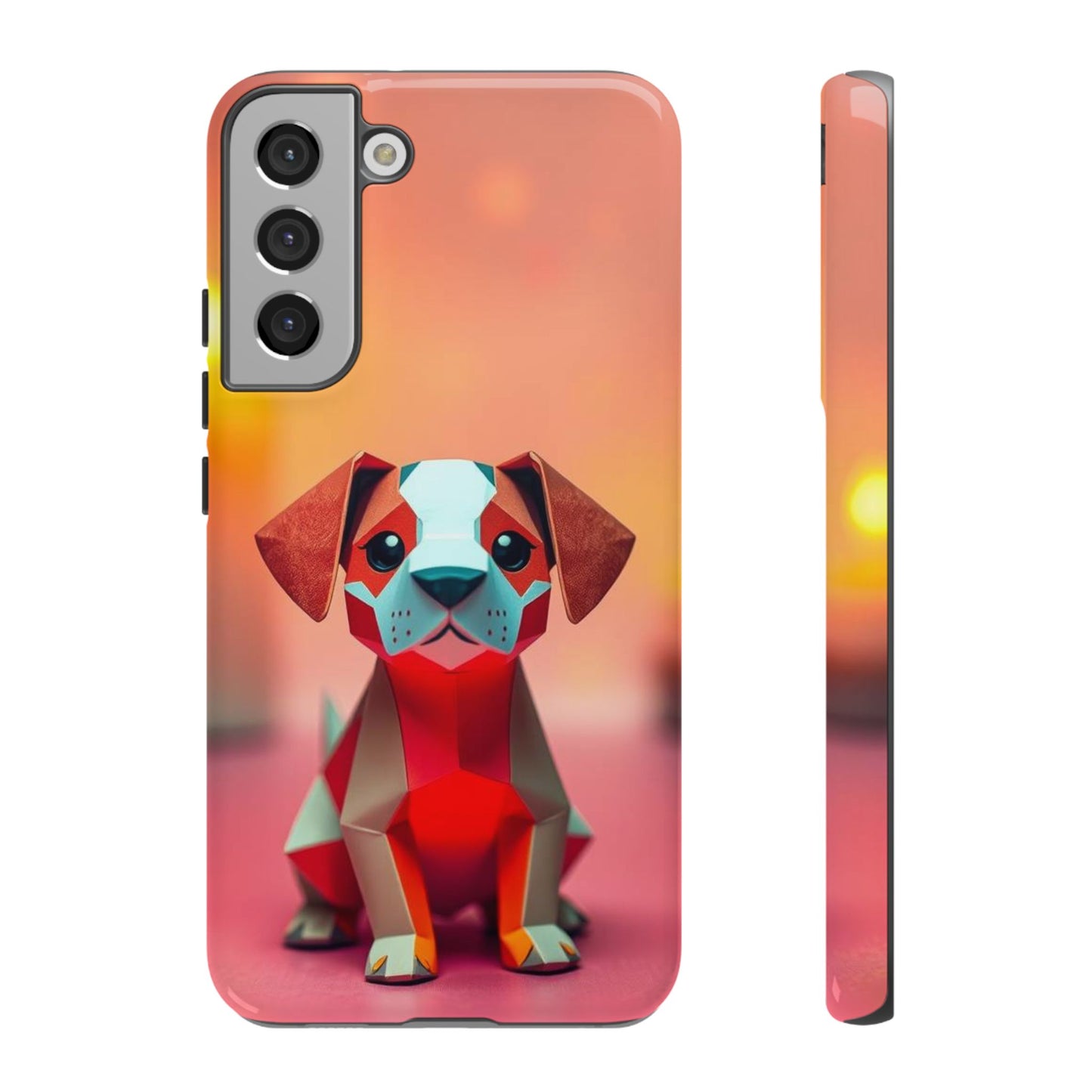 Samsung Galaxy S22 Plus / Glossy Phone Case - Origami Dog Design Phone Case