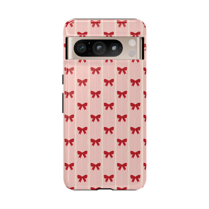 Retro Cherry Red Bow Pattern Phone Case
