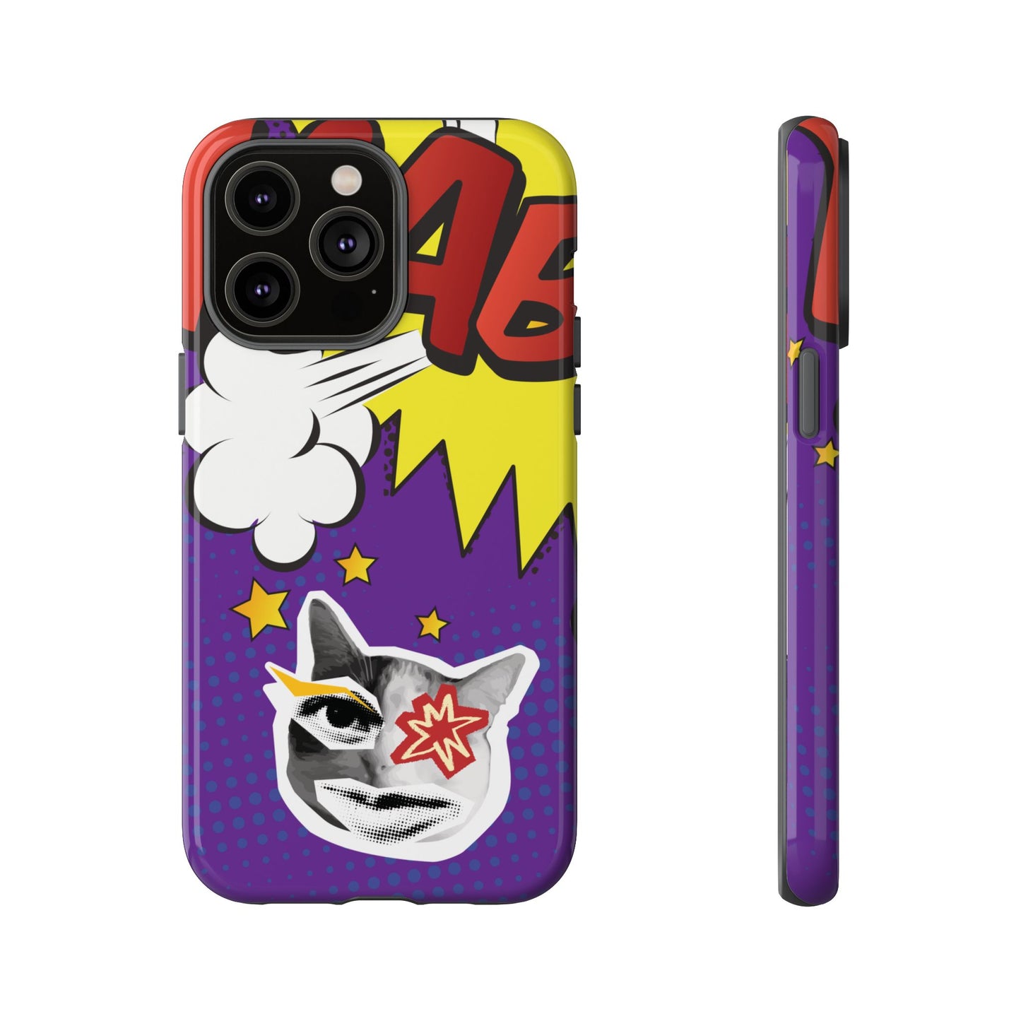 Bold Purple Pop Art Cat Phone Case - Purple Phone Case - iPhone 14 Pro Max / Glossy