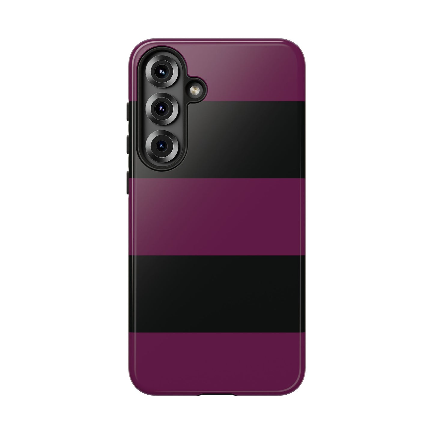 Samsung Galaxy S25 Plus / Glossy Phone Case - Purple & Black Horizontal Stripe Pattern Phone Case