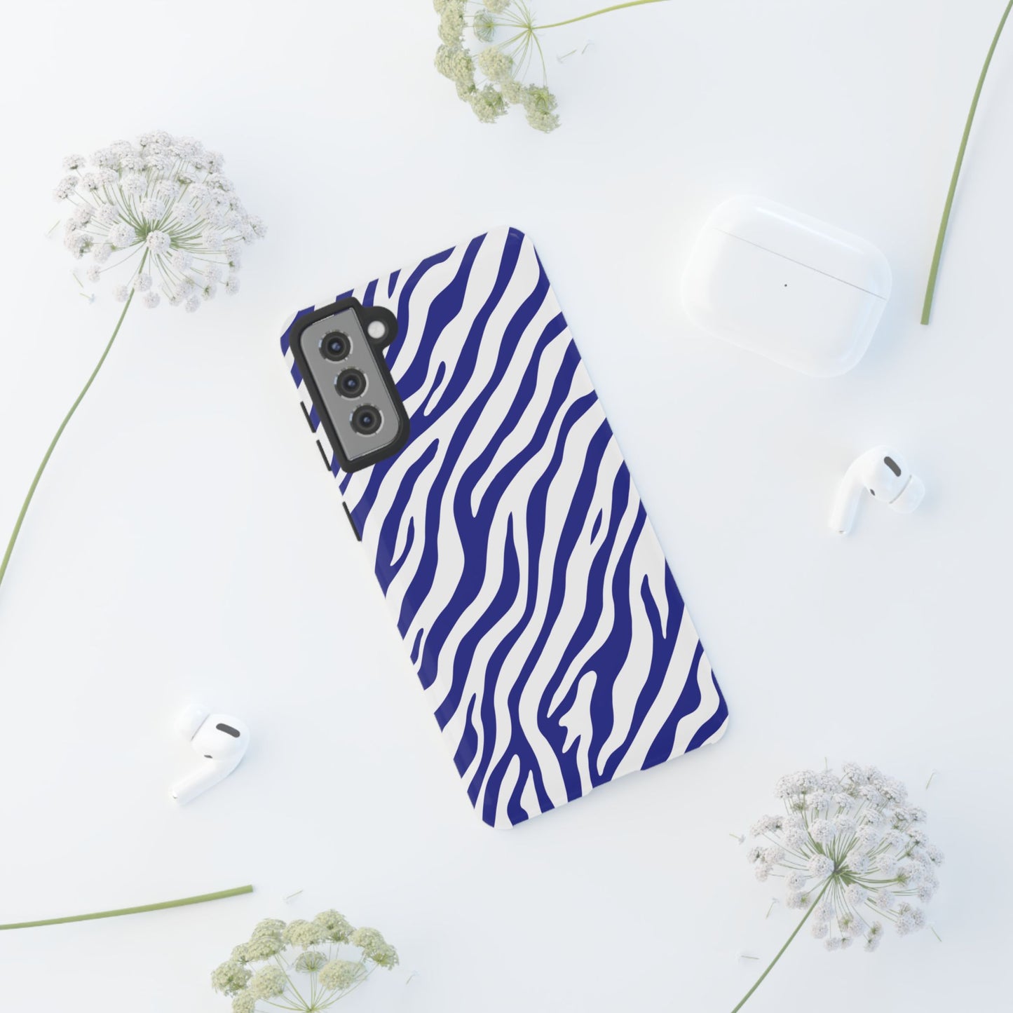 Stylish Electric Blue Zebra Print Phone Case