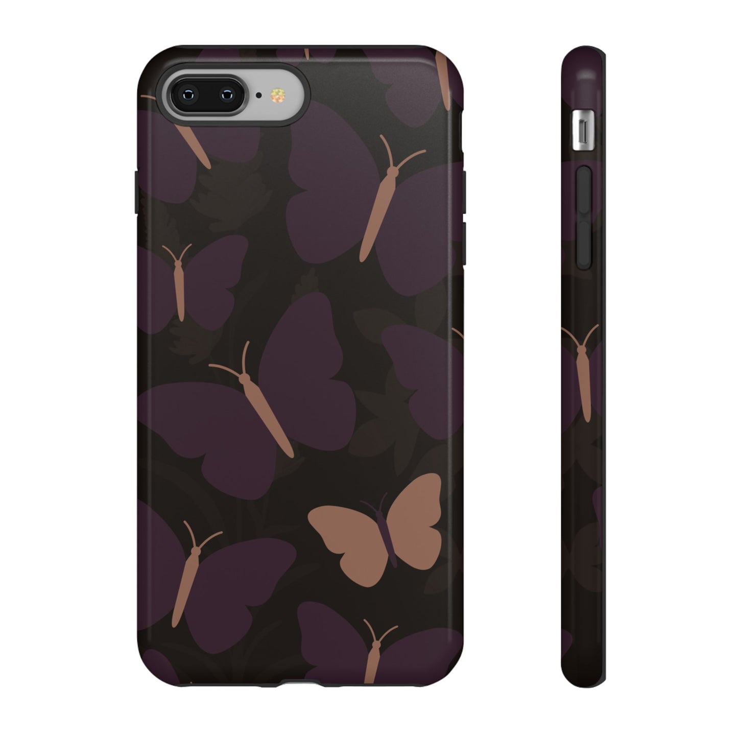 iPhone 8 Plus / Glossy Phone Case - Minimalist Purple Butterfly Pattern Phone Case