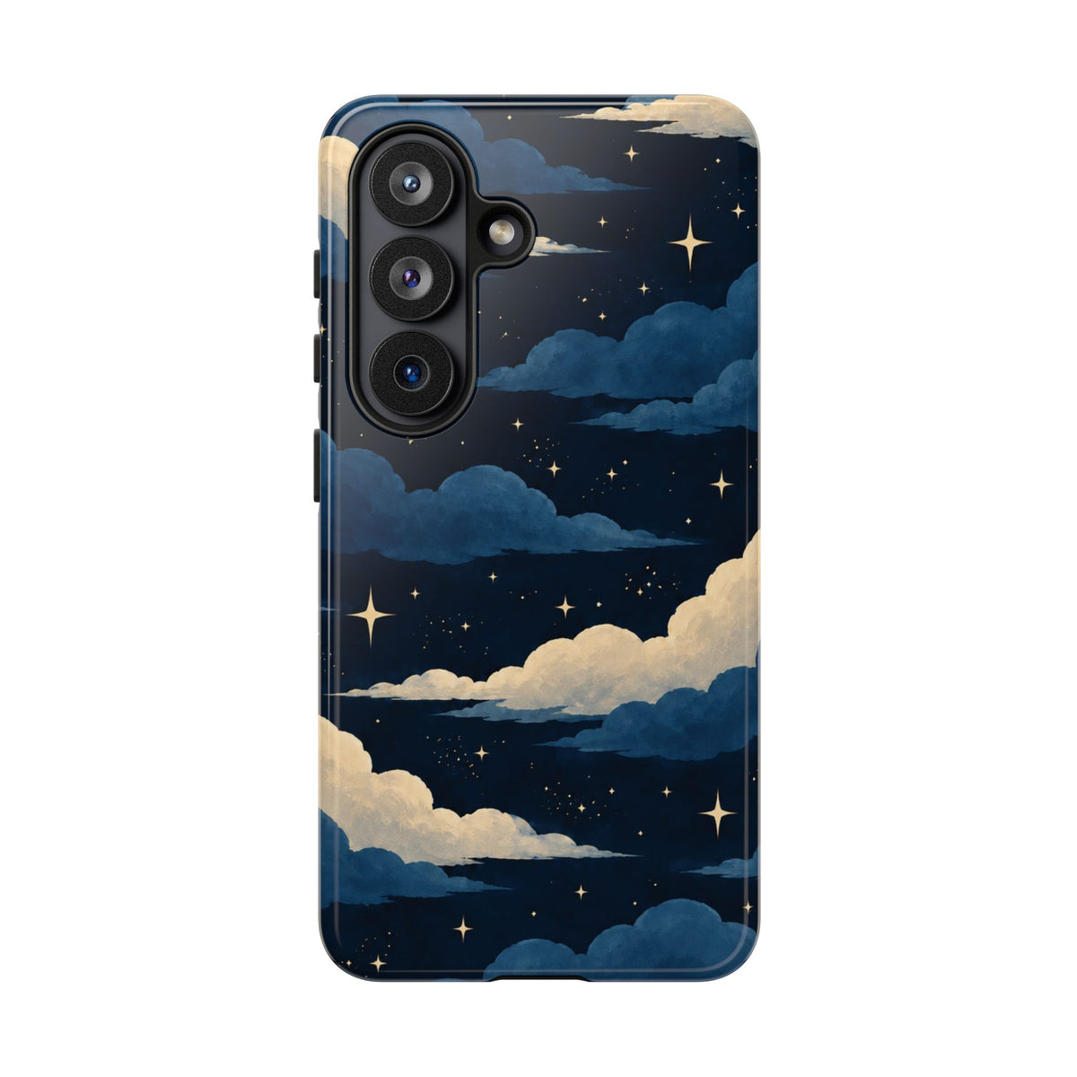 Illustrated Navy Blue Clouds & Stars Phone Case