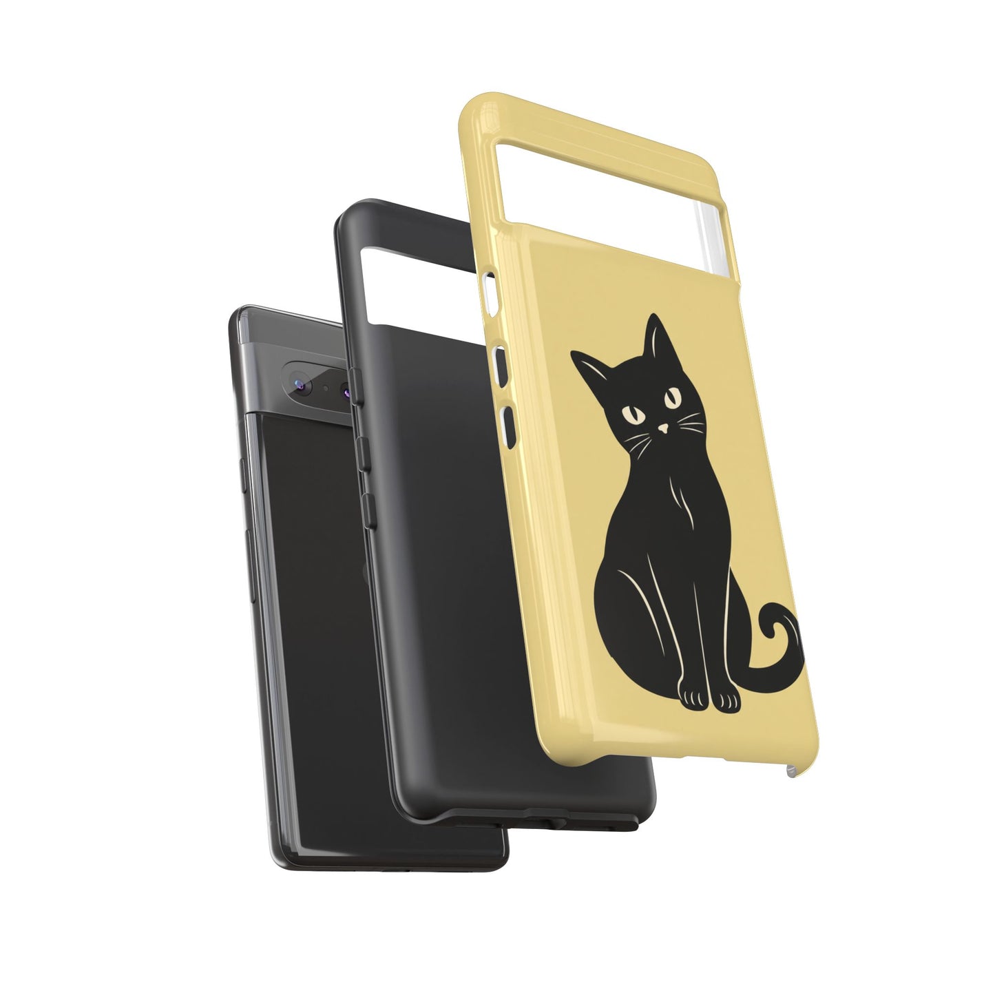 Minimalist Butter Yellow & Black Cat Phone Case