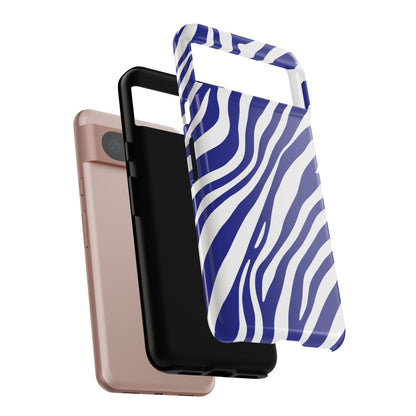 Modern Electric Blue Zebra Print Phone Case