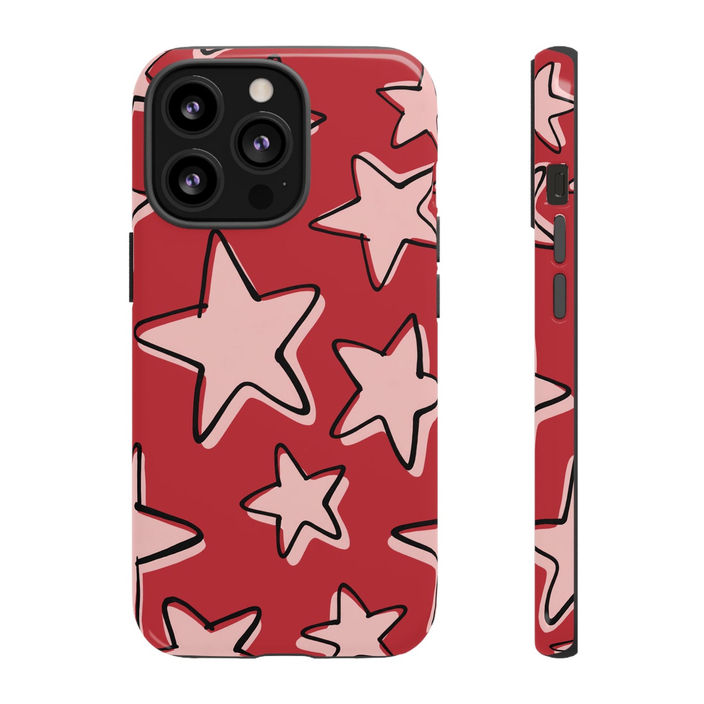 Cherry Red Doodle Star Phone Case