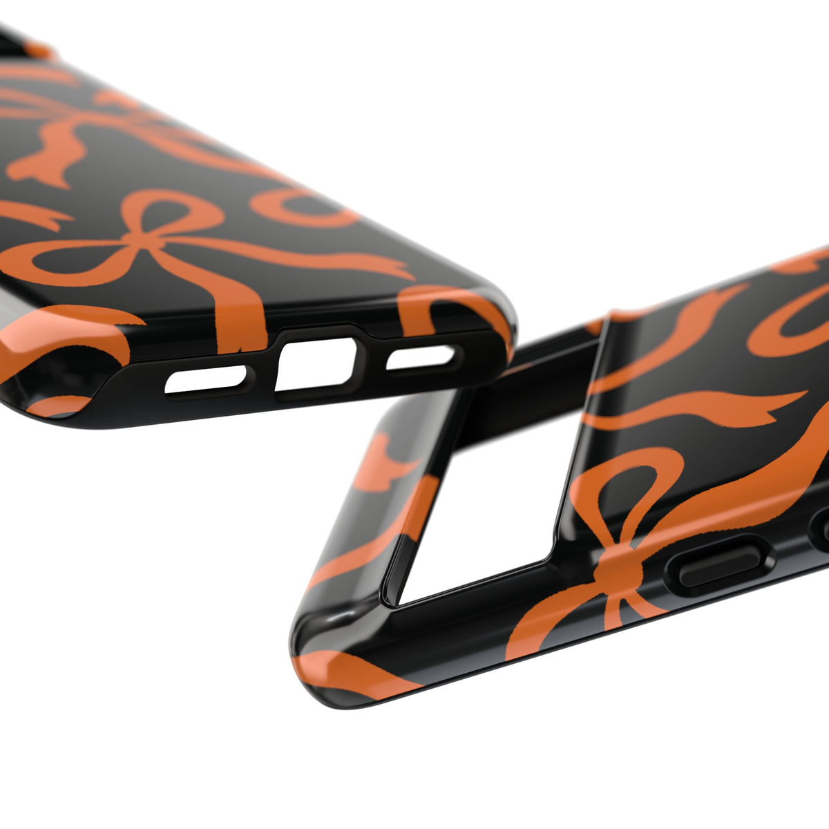 Bold Black and Burnt Orange Bow Pattern Phone Case - Black Phone Case