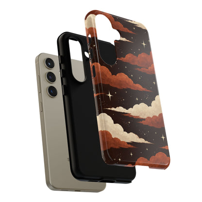 Illustrated Burnt Orange Clouds & Stars Phone Case
