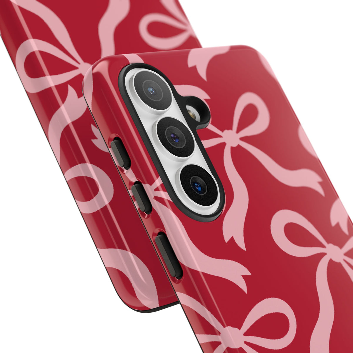 Bold Raspberry Red and Blush Pink Bow Pattern Phone Case - Red Phone Case