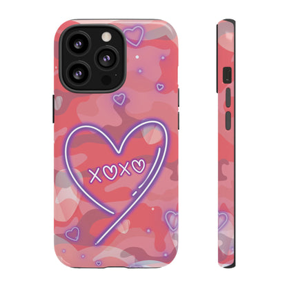 Love Heart Neon Camo Phone Case - Pink Phone Case - iPhone 13 Pro / Glossy