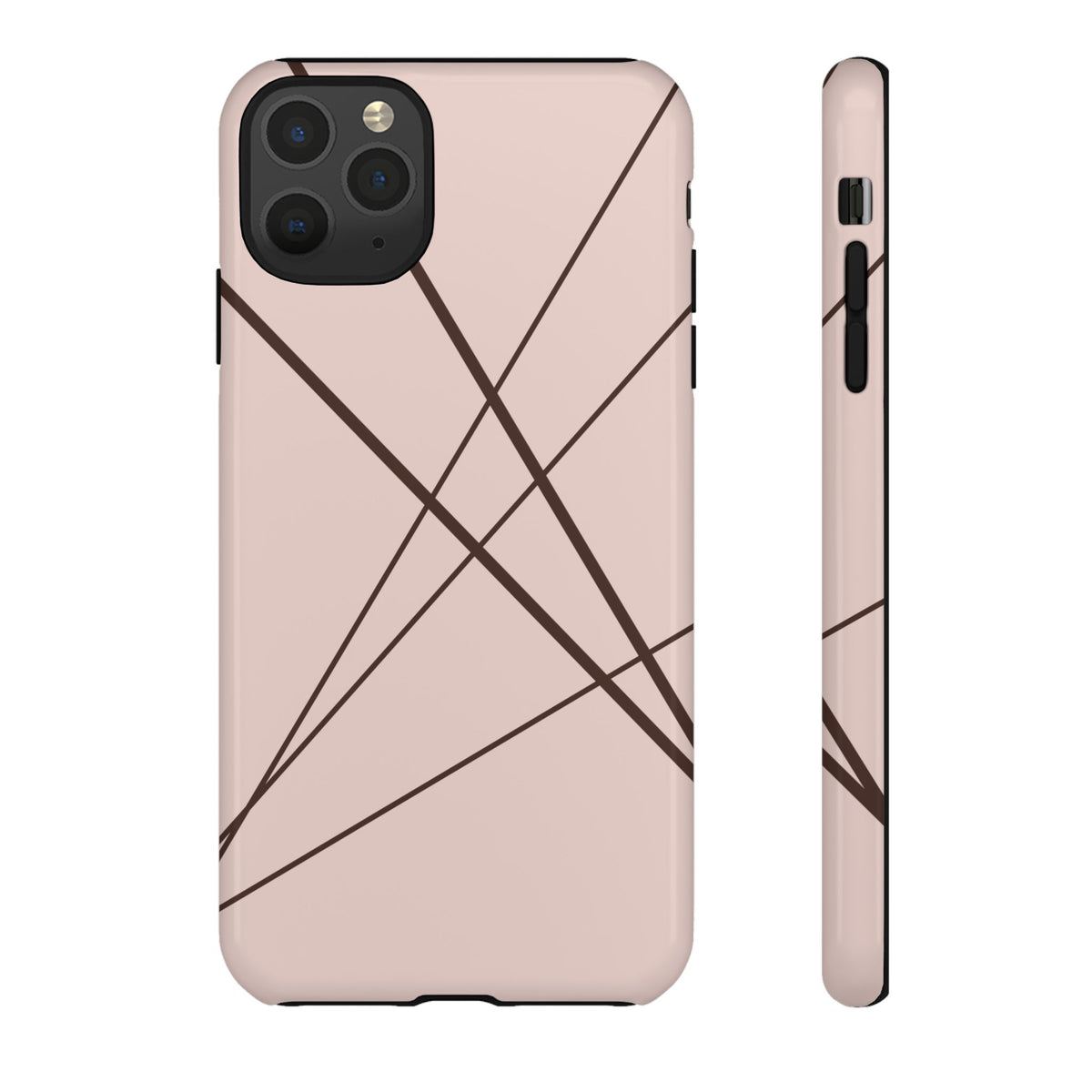 Abstract Pink with Brown Lines Phone Case - Pink Phone Case - iPhone 11 Pro Max / Glossy