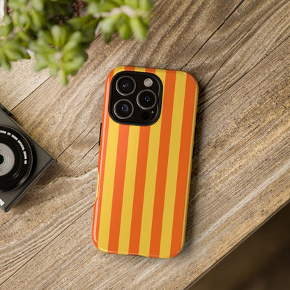 Trendy Orange & Yellow Stripe Pattern Phone Case - Yellow Phone Case