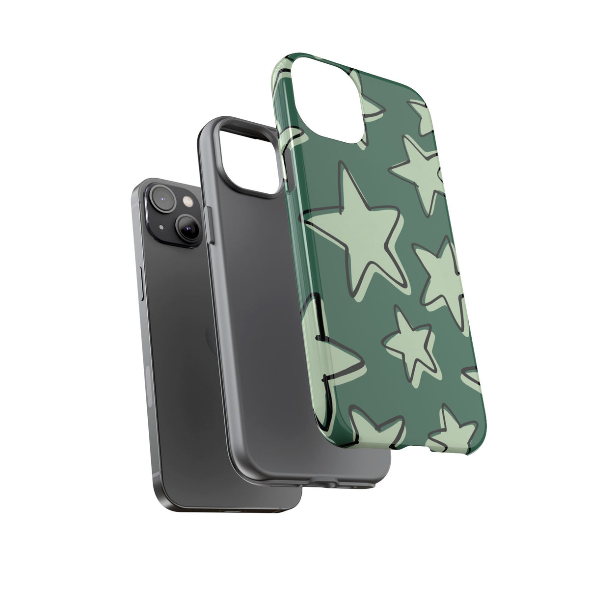Forest Green Doodle Star Phone Case
