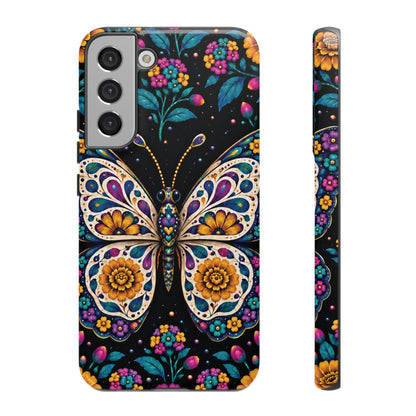 Vibrant Purple and Teal Calavera Butterfly Phone Case - Multicolor Phone Case - Samsung Galaxy S22 Plus / Glossy