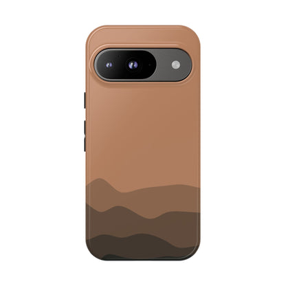 Brown Abstract Waves Protective Phone Case - Brown Phone Case - Google Pixel 9 / Glossy