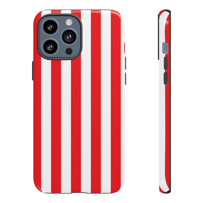 iPhone 13 Pro Max / Glossy Phone Case - Simple Red & White Stripe Pattern Phone Case