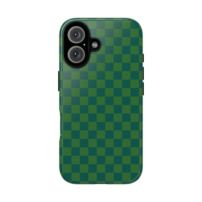 Bold Green Small Checked Pattern Phone Case - Green Phone Case - iPhone 16 / Glossy
