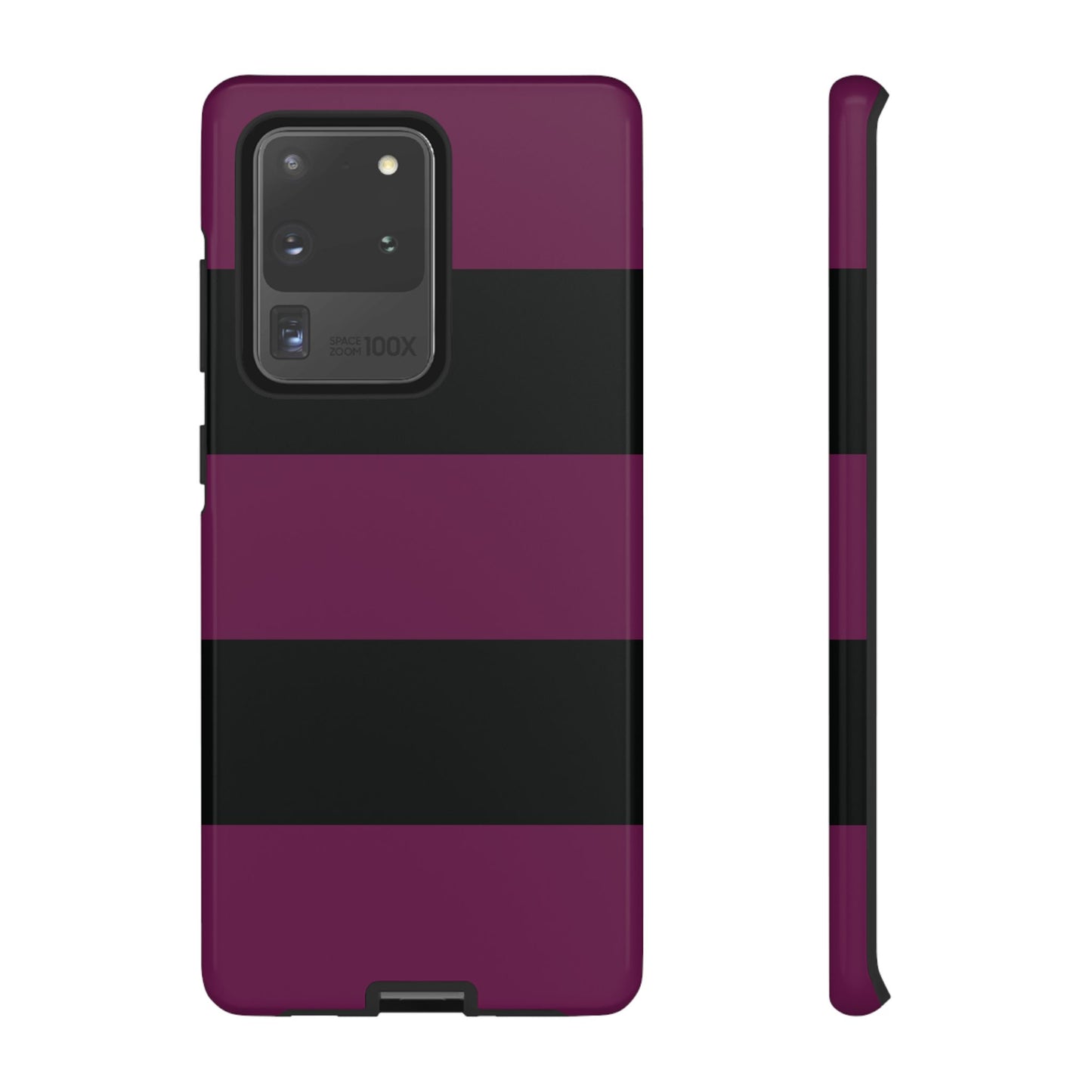 Samsung Galaxy S20 Ultra / Glossy Phone Case - Purple & Black Horizontal Stripe Pattern Phone Case