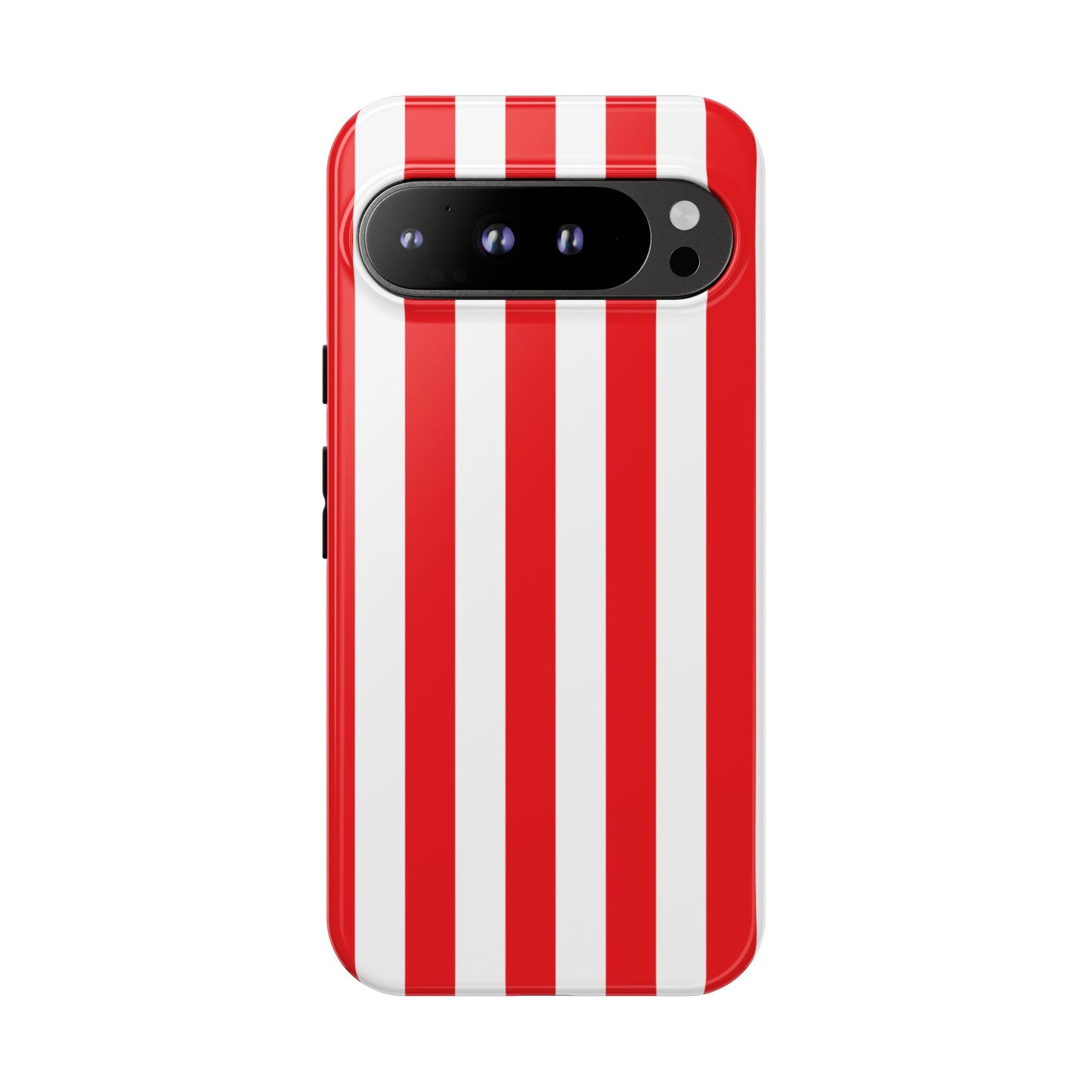 Google Pixel 9 Pro XL / Glossy Phone Case - Simple Red & White Stripe Pattern Phone Case