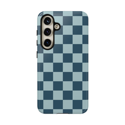 Blue Checked Pattern Phone Case - Blue Phone Case - Samsung Galaxy S24 / Glossy