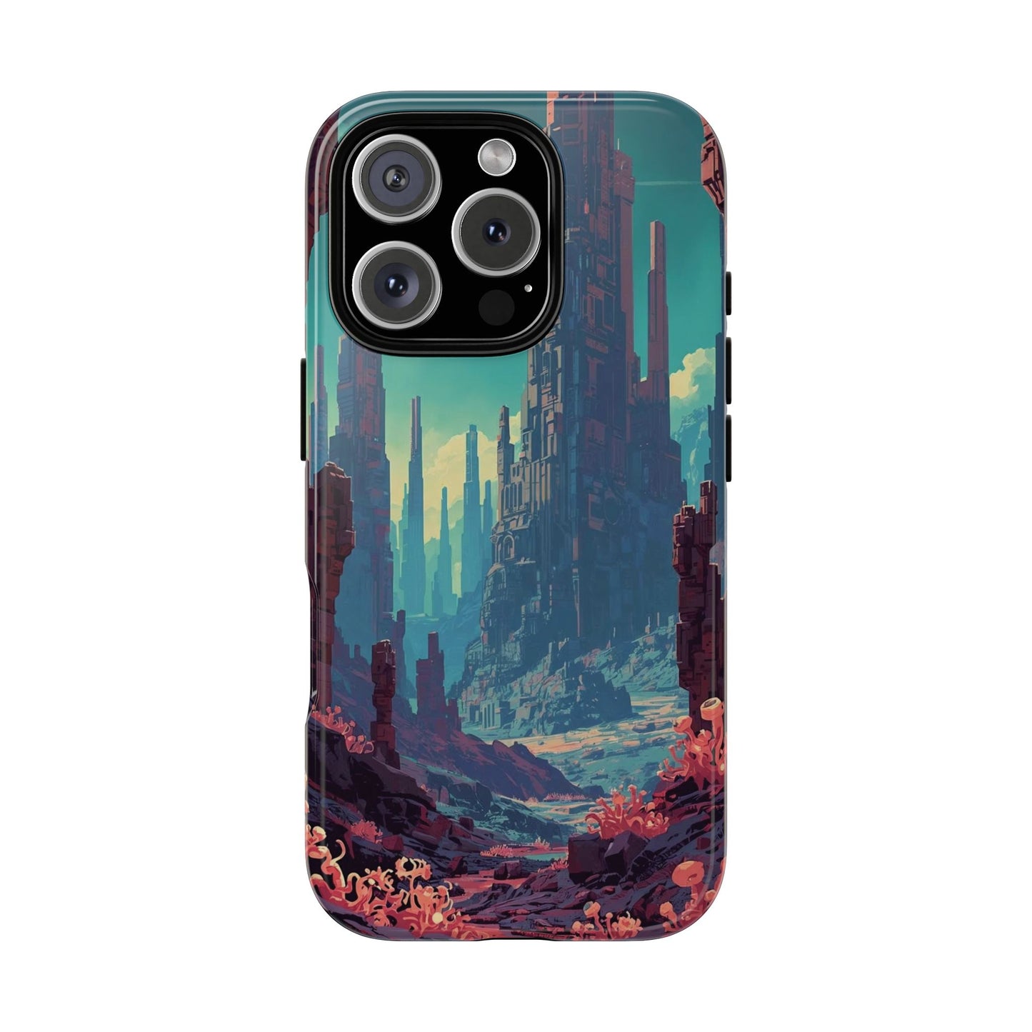 Alien Monolith Valley Sci-fi Phone Case - Pink Phone Case - iPhone 16 Pro / Glossy