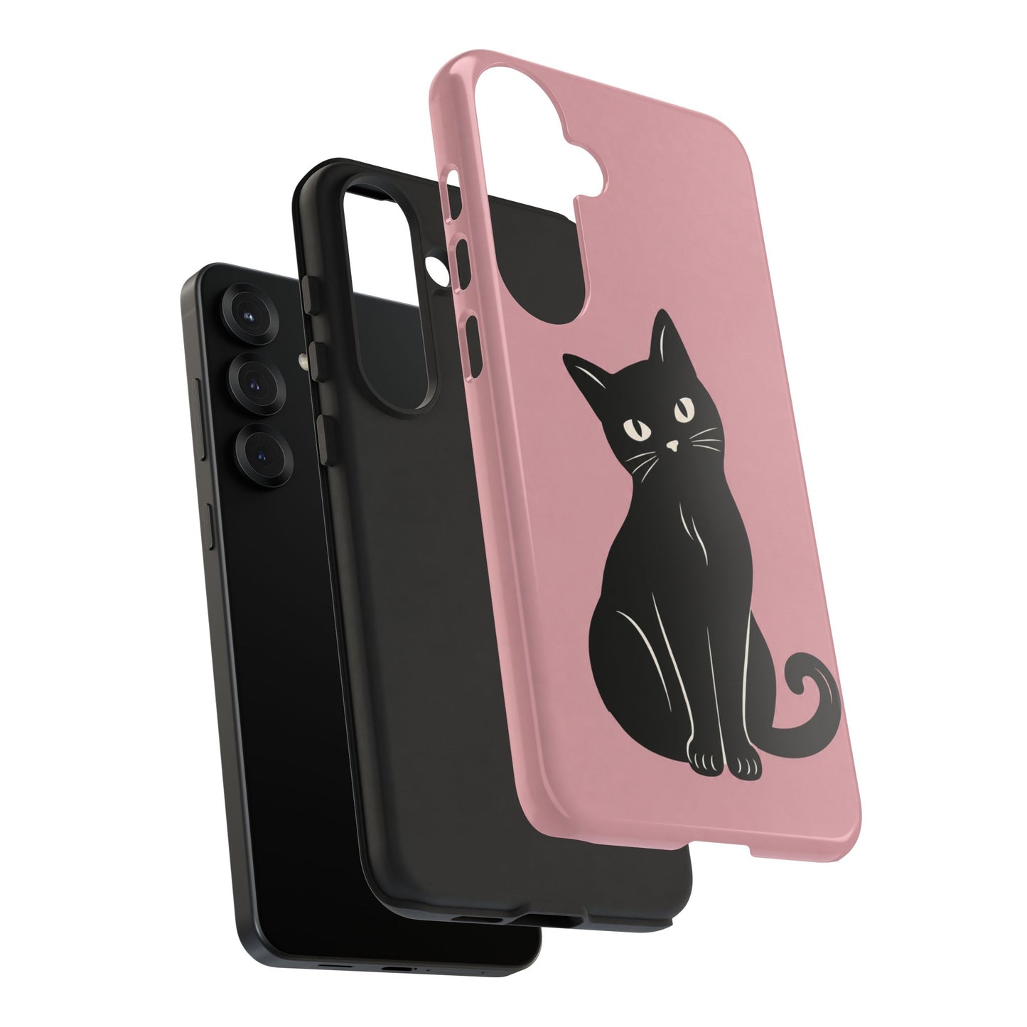 Minimalist Blush Pink & Black Cat Phone Case