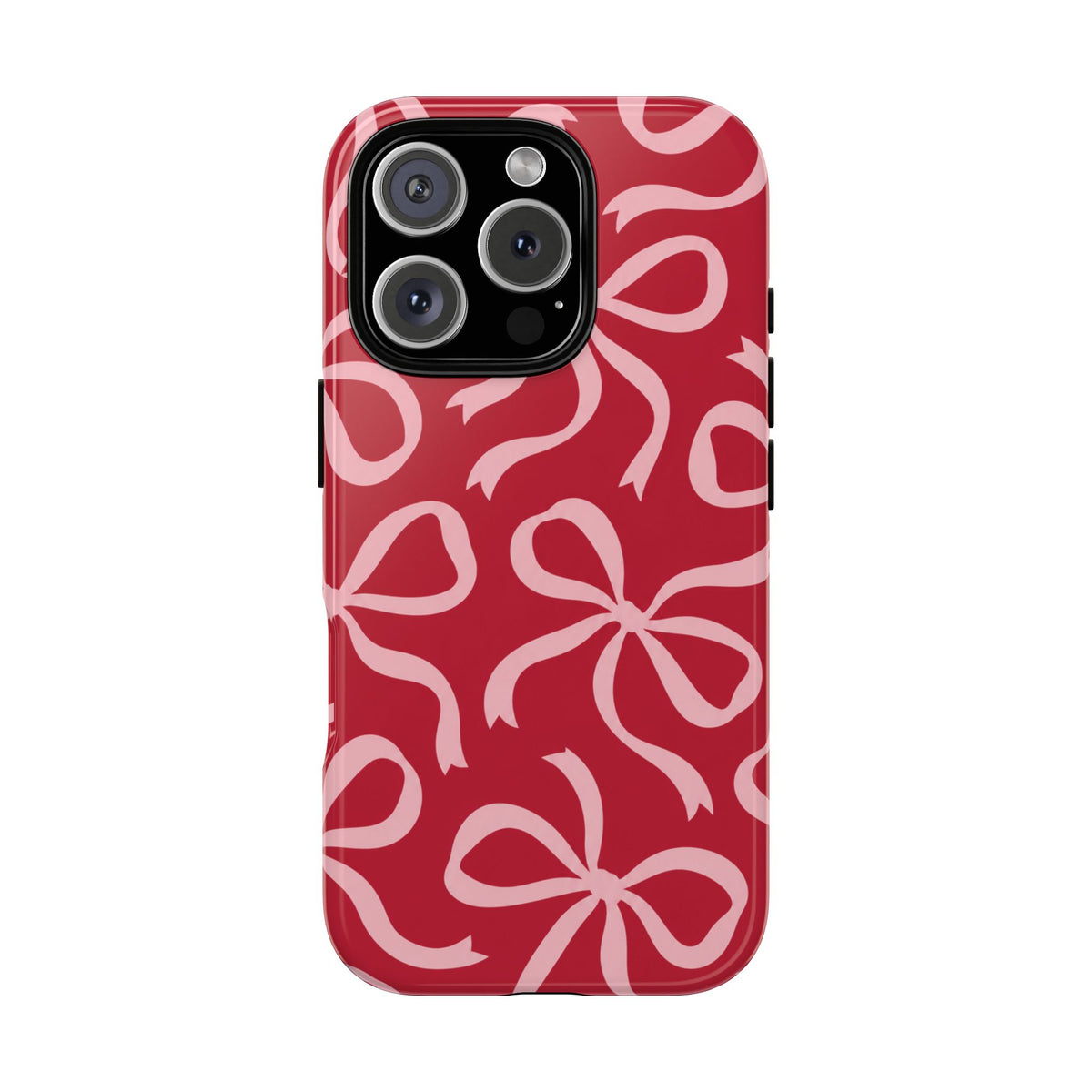 Bold Raspberry Red and Blush Pink Bow Pattern Phone Case