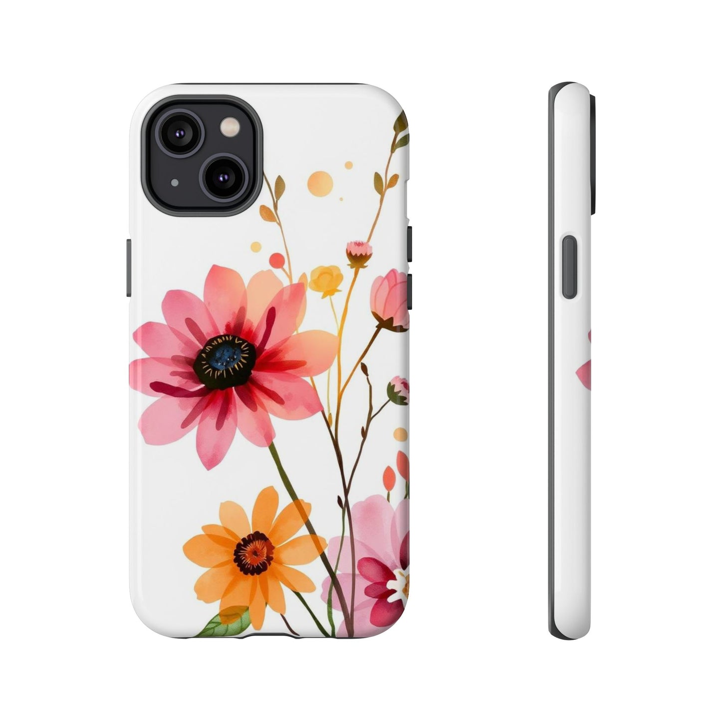 iPhone 14 Plus / Glossy Phone Case - Watercolour Style Simple Wildflower Design Phone Case