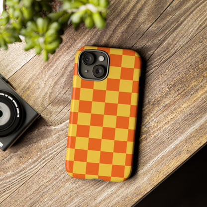 Trendy Orange & Yellow Checked Pattern Phone Case - Orange Phone Case