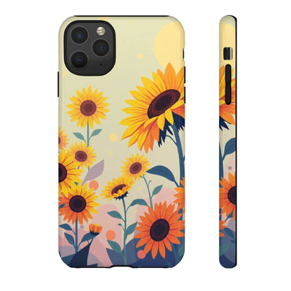 iPhone 11 Pro Max / Glossy Phone Case - Modern Flat Sunflower Design Phone Case