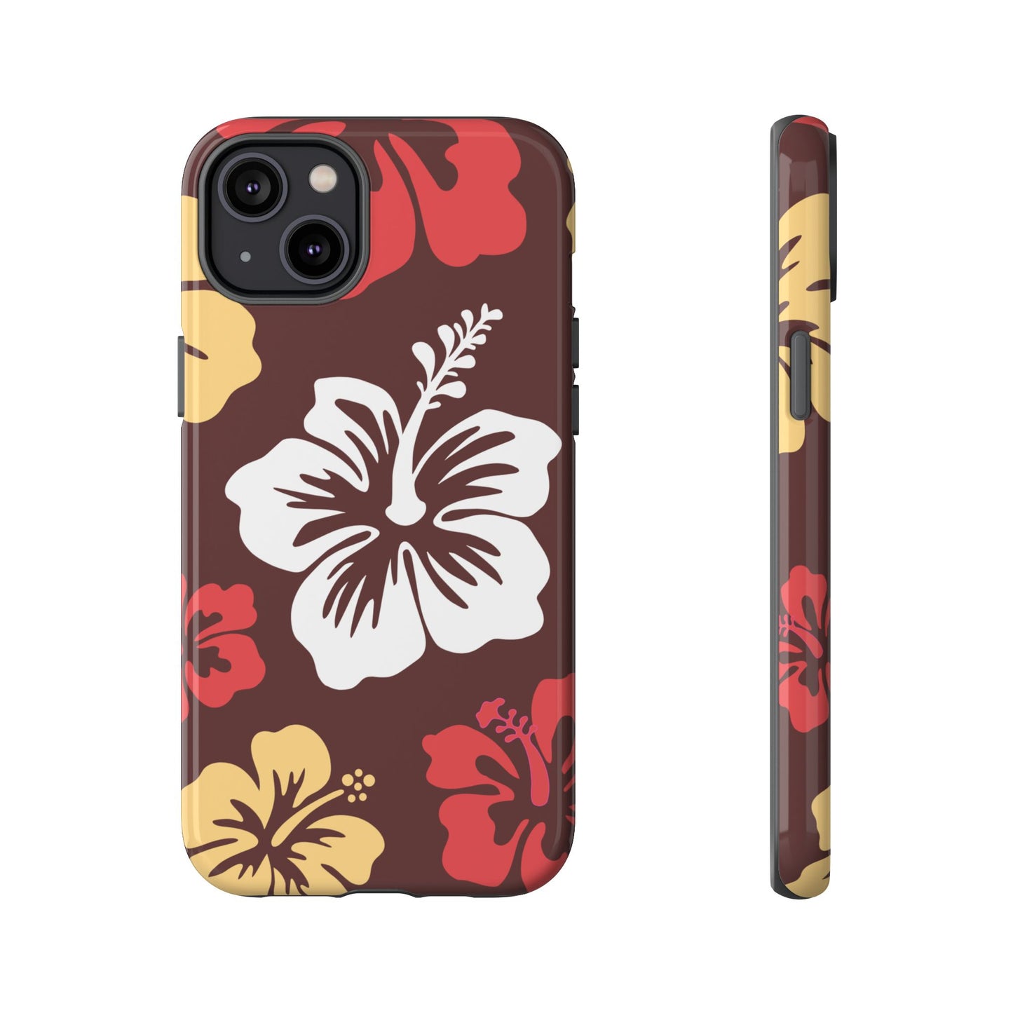 iPhone 14 Plus / Glossy Phone Case - ’Hibiscus Retro Pattern #2’ Phone Case
