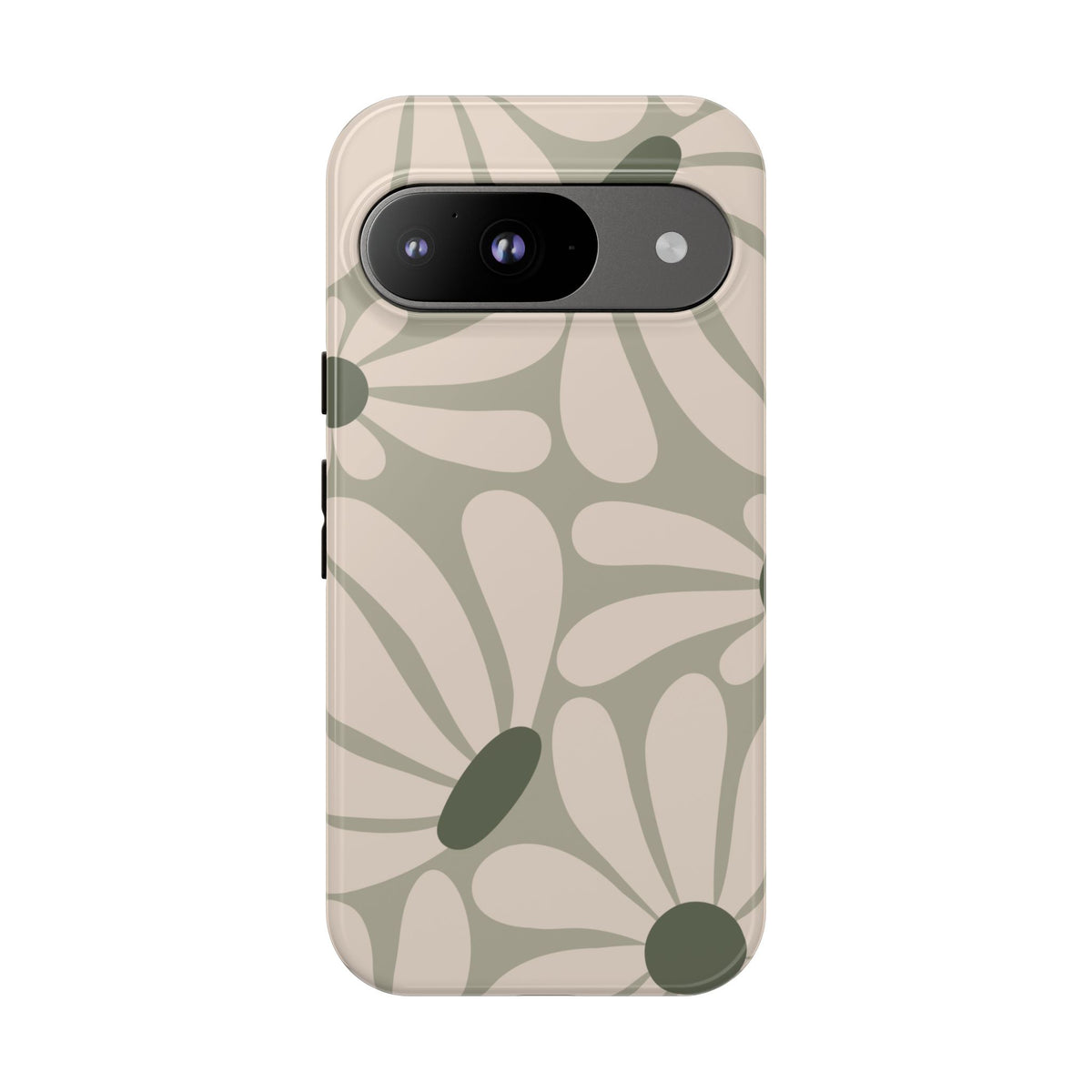 Retro Cream & Green Daisy Pattern Phone Case - White Phone Case - Google Pixel 9 / Glossy