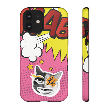Bold Pink Pop Art Cat Phone Case - Pink Phone Case - iPhone 12 / Glossy