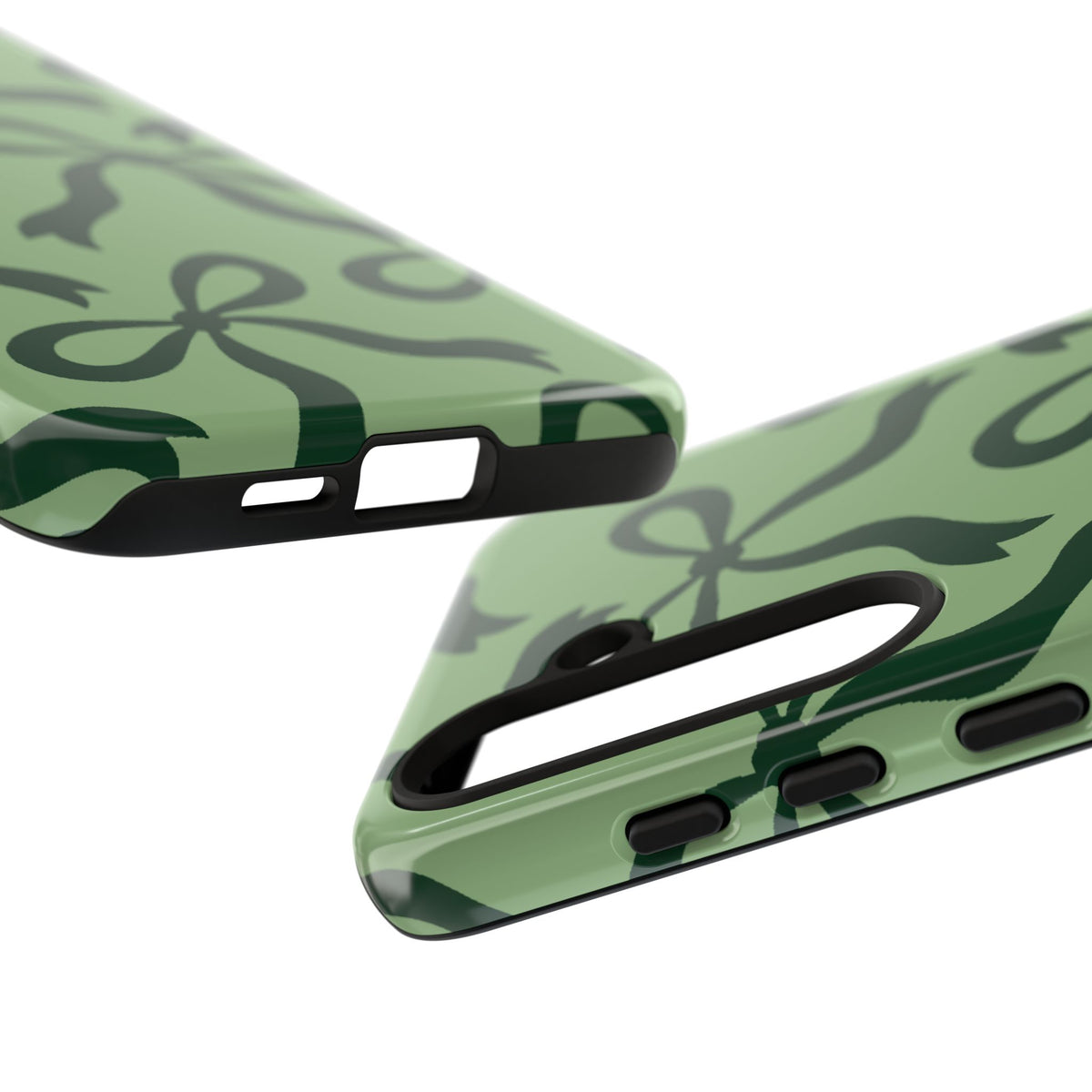 Bold Sage Green and Forest Green Bow Pattern Phone Case - Green Phone Case