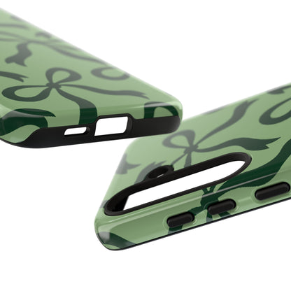 Bold Sage Green and Forest Green Bow Pattern Phone Case - Green Phone Case